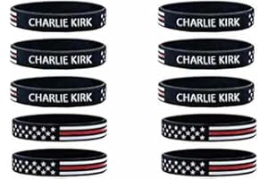 LYMHY 10 Pack Charlie Kirk A True Patriot Pray Justice Assassination Shooting Hero Freedom Merch USA Rubber Bracelets Silicone Wristbands Bracelets for Men&Women