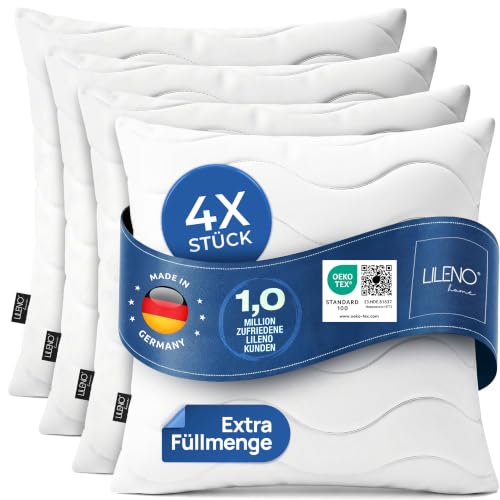 LILENO HOME Kopfkissen 80x80 (4er Set) – 95°C waschbar, OekoTex 100