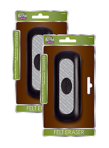 Board Dudes Large 2 x 5 Inches Felt Erasers for Dry Erase Boards or Chalkboards, Pack of 2 (14569)
