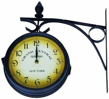 Reloj por los dos lados adorno exterior patio jardín cubierto metal