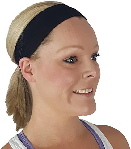 Shine Athletica Sports Headbands with Non-Slip Silicone. Sport Headband for Women, Teens, & Girls. Perfect for Workouts, Yoga, Running, or Casual Wear. (Black)