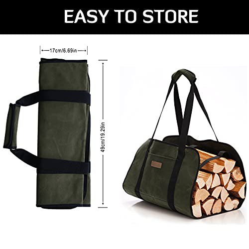 INFANZIA Firewood Carrier Large Canvas Log Tote Bag Firewood Totes