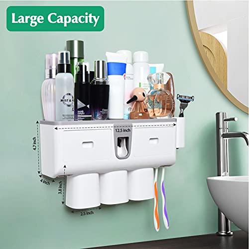 Pomeat Multifunctional Toothbrush Holder and Toothpaste Dispenser for