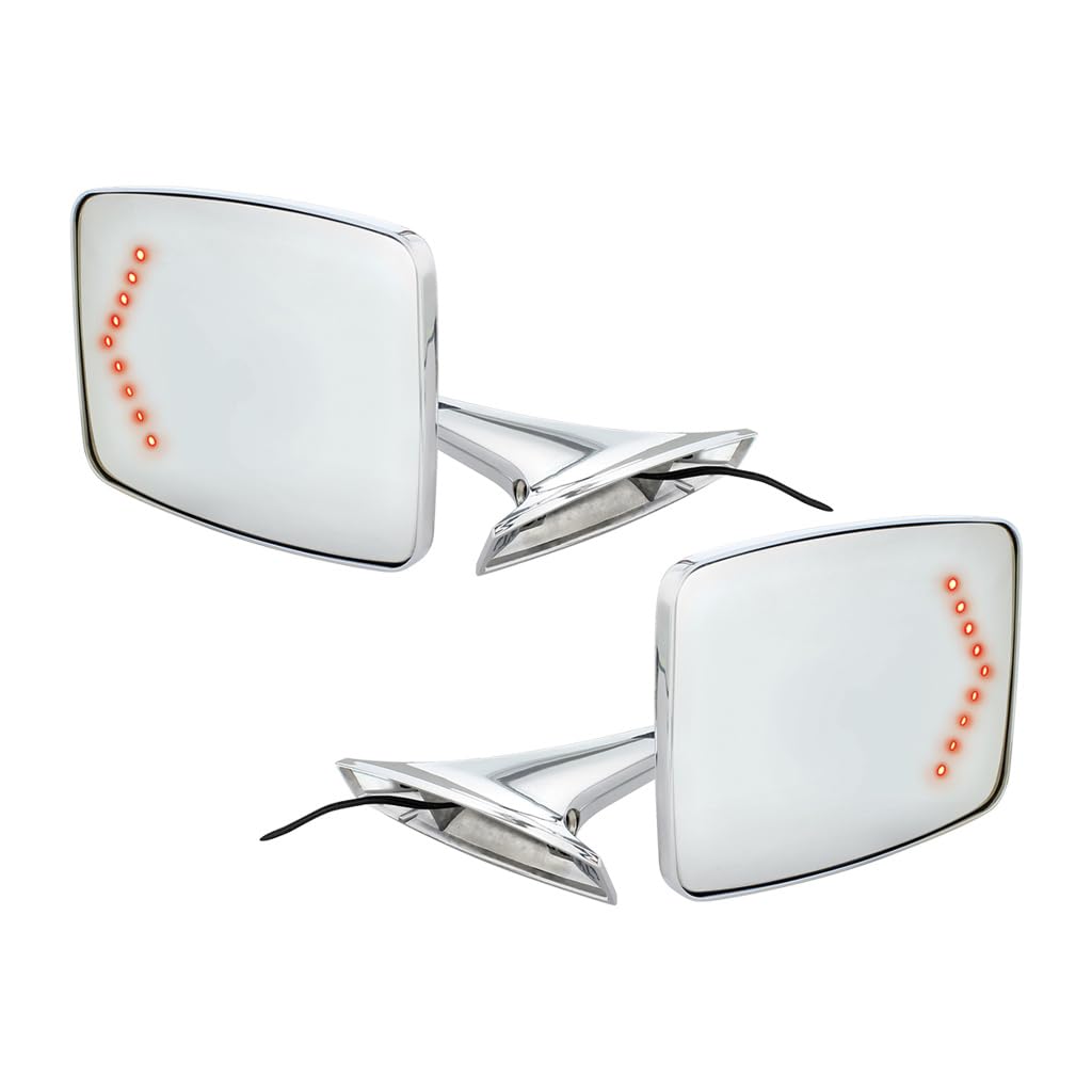 Photo 1 of United Pacific 111111 Exterior Side Mirror Set w/LED Turn Signal for 1973-87 Chevy/GMC Trucks, Die-Cast, Chrome Plated Mirror Arm & Head – ONE Set (Pack of 2)