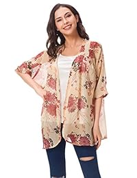 Kimono de gasa para mujer, de manga corta, estilo casual