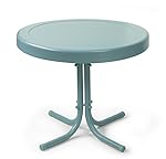 Crosley Retro Metal Side Table, Caribbean Blue