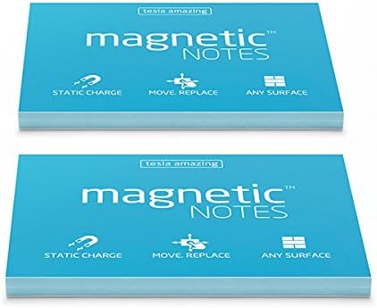 Brand New! Magnetic Notes M (Stick Without Any Adhesive, Stick to Any Surface) Eco-Friendly Material Self-Stick Notes Memo Note Paper Post It S-Size (3.94x2.76-inch) 100-sheet (2EA) (Blue)
