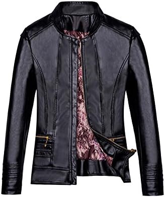 DOOXIYOUNG Womens Faux Leather Zip Up Moto Biker Jacket With Stitching Detail (4XL, black)