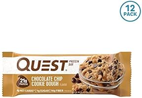Quest Nutrition Chocolate Chip Cookie Dough Protein Bar, High Protein, Low Carb, Gluten Free, Soy Free, Keto Friendly,...