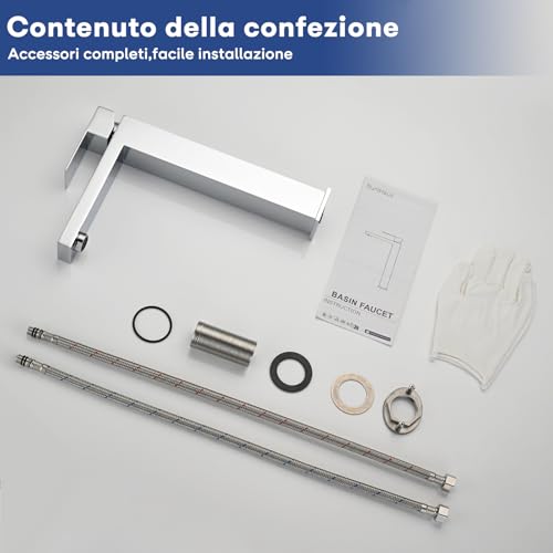 BuntHaus Chrome Bathroom Tap, High Basin Mixer, Bathroom Sink Tap, Adjustable Hot and Cold Water Mixer, Stainless Steel (Silver)