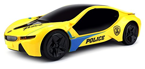 Velocity Toys Electric Future Police 1:18 Scale Battery Operated Bump and Go Toy Car w/ Flashing Lights, Sounds (Colors May Vary)