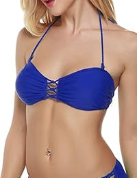 Wlone Bandeau Bikini Top Sexy Halter Swimsuit Trajes de baño de dos piezas Top para dama