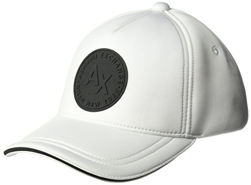 Armani Exchange Men's Circle Logo Patch Baseball Hat, White, One Size