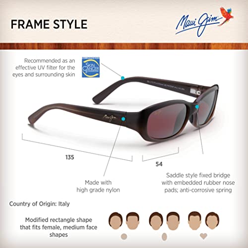Maui Jim Women's Punchbowl Polarized Rectangular Sunglasses, Chocolate