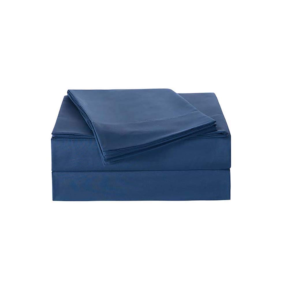 HOTNIU 4-Pieces Bed Sheet Set (Flat sheet, Fitted sheet, 2 Pillowcases), Made of 100% Microfiber, Anti-Wrinkle & Fade Resistant, Super Soft Comfortable (King, Navy)