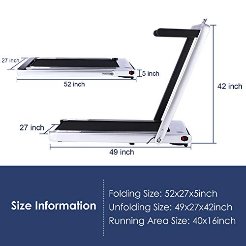 2 in 1 Under Desk Folding Treadmill,Electric Motorized Portable Pad