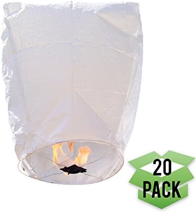Just Artifacts 20 Mini White Eclipse Chinese Flying Sky (Floating) Lanterns - (Set of 20)