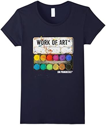 Women's Work of Art in Progress T shirt Tee, Perfect Artist Gift Medium Navy