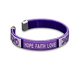 Adult Purple Ribbon Bangle Bracelet - Hope, Faith, Love (Wholesale Pack - 25 Bracelets)