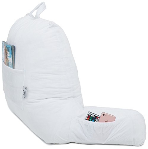 Husband Pillow White COVER ONLY - For the Bedrest Cover Set - Support Bed Backrest Covers, Micro Plush Cover Including Detachable Neck Roll Pillow Cover