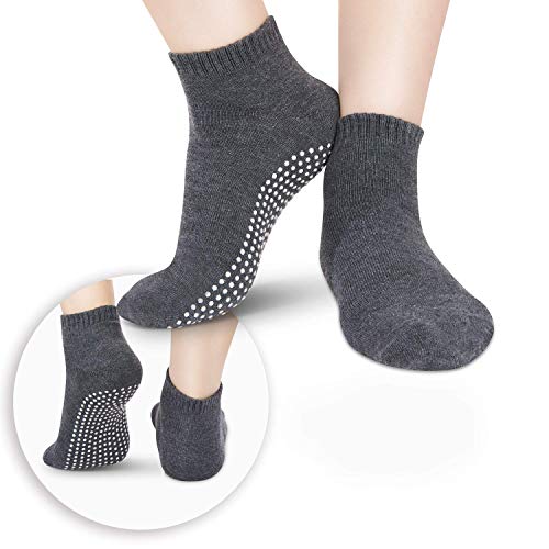 Rutschfeste Rutschfeste Socken, 4 Paar Unisex-Socken für das Yoga-Heimtraining Barre Pilates Hospital Erwachsene Männer Frauen Frauen in Schwarz und Grau
