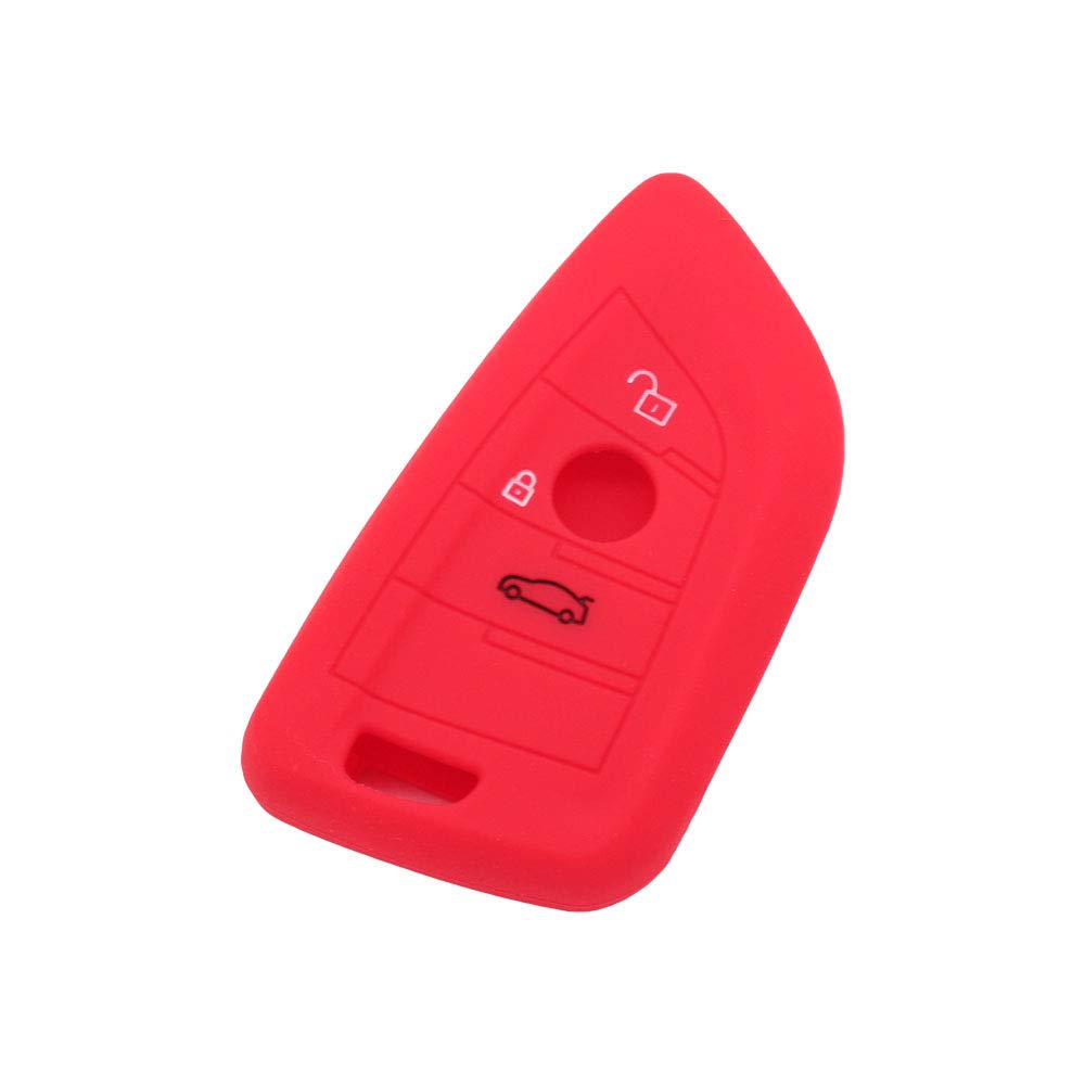 BROVACS Silicone Cover Protector Case Holder Skin Jacket Compatible with BMW X5 X6 X1 5 7 Series 3 Button Smart Remote Key Fob CV9906 Red