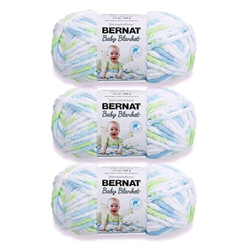 Bernat Baby Blanket Funny Prints Yarn - 3 Pack of 100g/3.5oz - Polyester - 6 Super Bulky - 72 Yards - Knitting/Crochet