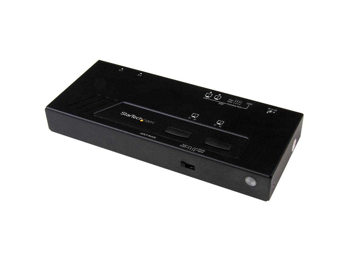 StarTech.com 2x2 HDMI Matrix Switcher - 4K UltraHD HDMI Switch with Fast Switching, Auto-Sensing and Serial Control (VS222HD4K), Black