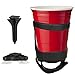 Drink Holder Bevi Pro by SunChaser for Cups and Bottles, Holds Cans and Tumblers - Comes with Drink Stake, Beverage Holder with Strap and Suction for Boats - Gift for Him & Her - Graphite Grey