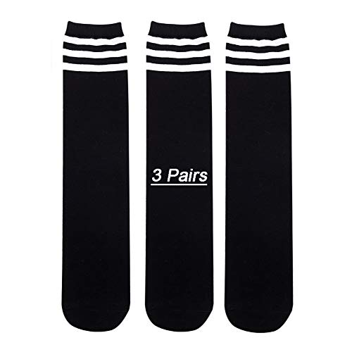Kids Baby Cotton Knee Thigh High Socks Three Stripes Sport Soccer Uniform Tube Stocking - Thumbnail 3