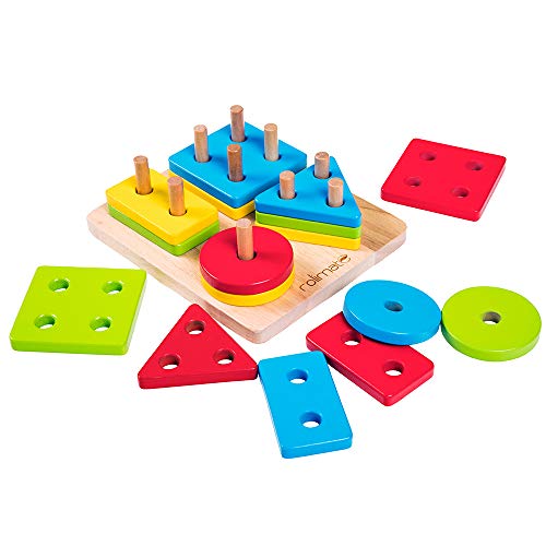 rolimate Wooden Educational Shape Color Recognition Geometric Board
