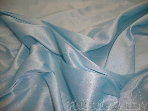 Baby Blue Shantung Dupioni Faux Silk Fabric Per Yard