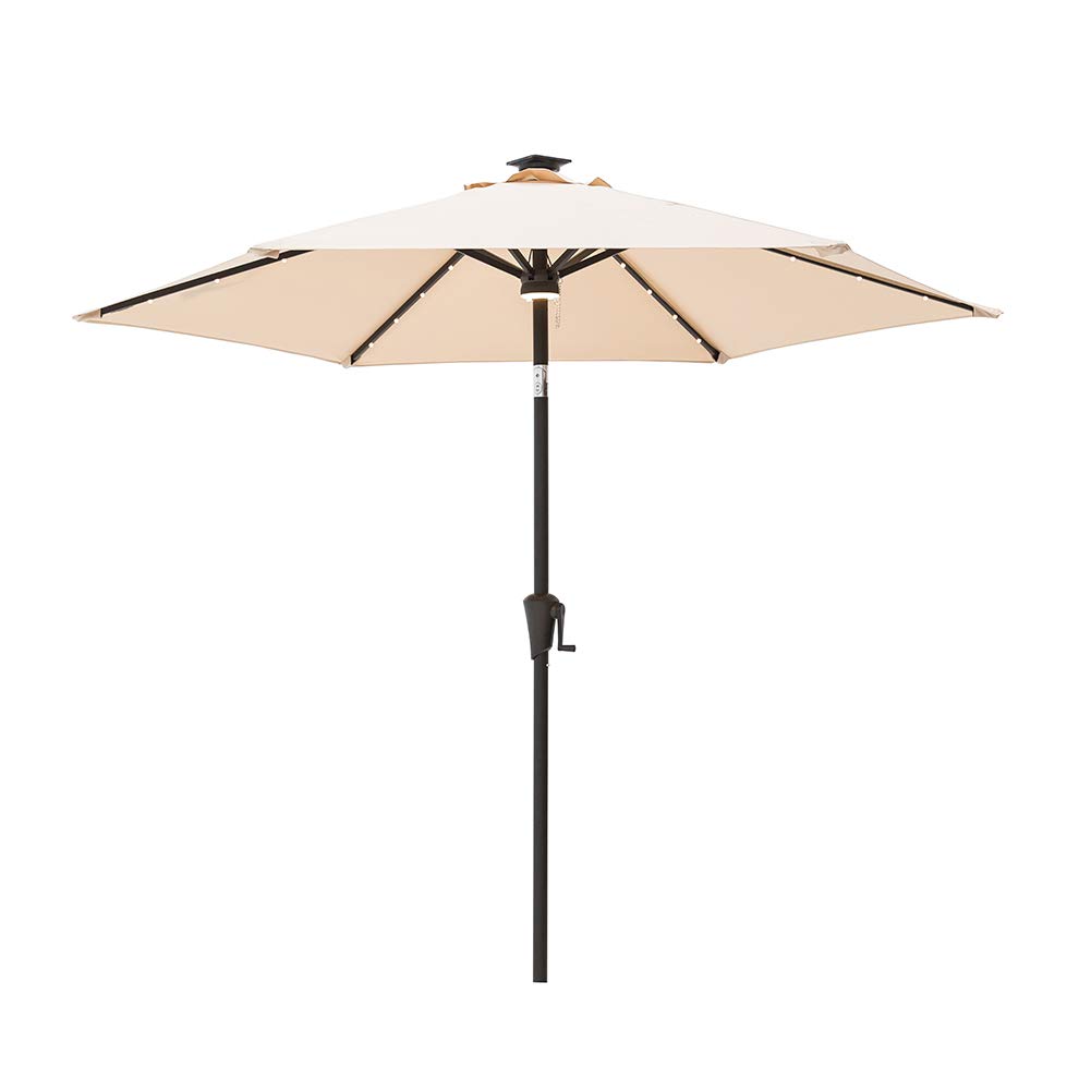 C-Hopetree 7.5 ft Outdoor Patio Umbrella with Solar LED Lights and Tilt - Beige