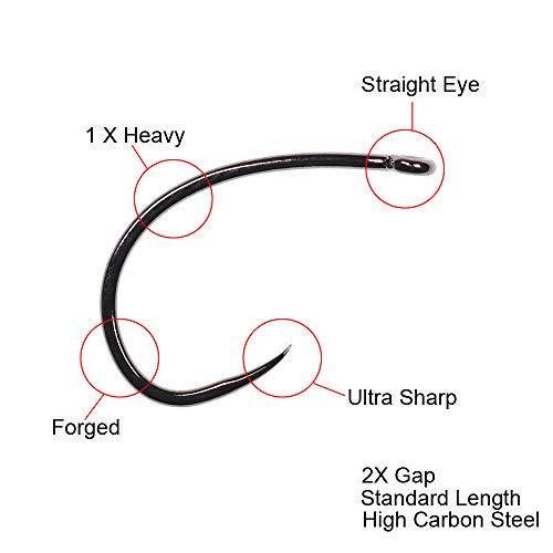 wifreo 200 Stück Fliegenfischen Haken ohne Widerhaken Nymphe Scud Caddis Fliegenhaken Trockenfliegenhaken Jighaken… – Bild 4