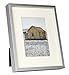 Golden State Art, 8x10 Silver Picture Frame Display Photo 5x7 with Mat or 8 x 10 Without Mat for Wall Mounting, Classic Satin Aluminum Frames with Real Glass (Pack of 1)