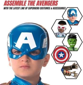 Jazwares Avengers Captain America Children's Soldier Superhero Half Mask for Kids, Standard Blue