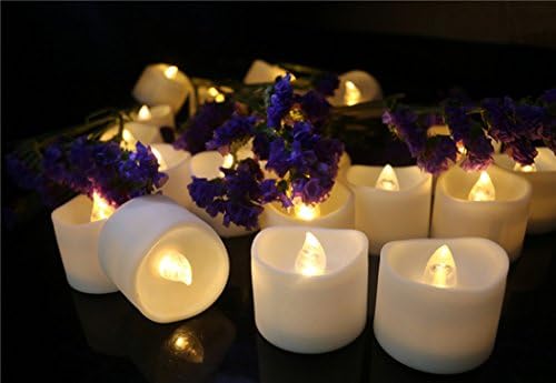 Collect Beauty 12PCS Wavy Flameless Warm White Flickering LED Tea Lights Battery-Powered Flashing Blub Fake Candle for Party Wedding Realistic Unscented Votive Candle