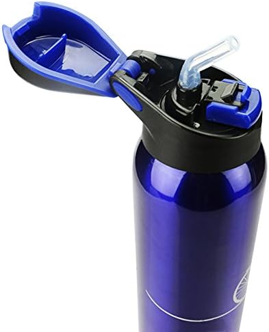 STARRICH Vacuum Insulated Stainless Steel Travel Coffee Mug / Water Bottle, One-handed Open and Drink, Leak Proof Flip Top Lid for Gym, Yoga, Running, Outdoors, Cycling, and Camping (Blue)