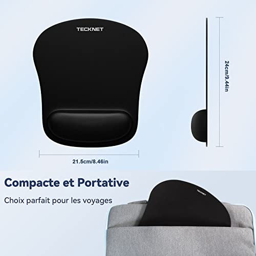 TECKNET Mouse Pad, Ergonomic Mouse Mat with Wrist Rest, Mousepad with Memory Foam, Wear-resistant, Washable, Perfect for Computer, Office, Work