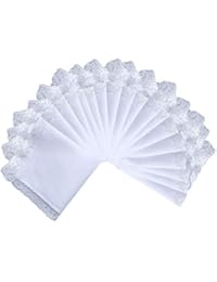 6/12/18/25 Pack of Ladies White Perfect Wedding Lace Cotton Handkerchiefs