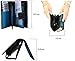 Ladies Luxury Soft Black (Multi Colored Inside) Real Nappa Leather RFID blocking Small Hand Stitched Multi Fall Purse Multi Credit Card Wallet with Zip Up Coin Compartment