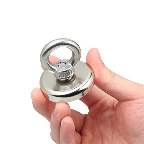 Wukong 165 LB Pulling Force Round Neodymium Magnet with Countersunk Hole and Eyebolt, Diameter 1.89INCH(48MM) For Multi-Purpose.