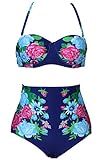 Spring fever for Women Vintage Style High Waisted Bikini Sets Push Up Swimwear