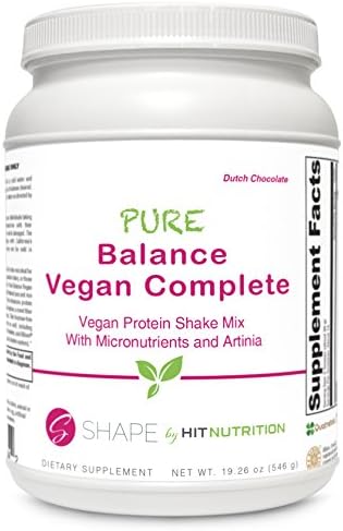 HIT Shape, Pure Balance Vegan Complete, Vegan Protein with a full serving of Daily Vitamins, Dutch Chocolate, 560 Gram