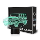 4WD SUV Car Night Light Toys for Boys Bedroom Decorations | 3D Illusion Desk Lamp with Touch Switch and 7 Colors Changing | Perfect Birthday Party Gifts for Kids Toddlers Car Lover Fans