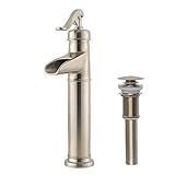 MYHB MLAN1509BN-1 Waterfall Single Control Vessel Bathroom Sink Faucet, Brushed Nickel