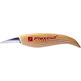 Flexcut Detail Knife, High Carbon Steel Blade, Ergonomic Ash Handle, 1-1/2 Inch Blade Bevel Length (KN13)