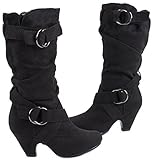Link Little Girl's Pauline-38 Kitten Heel Boots with Decorative Buckles