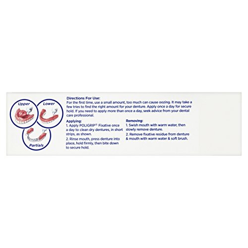 Poligrip Denture Adhesive Cream, False Teeth and Partials Fixative, Ultra, 40 gm