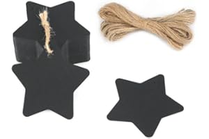 G2PLUS Christmas Gift Tags,Star Gift Tags,Blank Star Shaped Tags,100PCS Kraft Paper Gift Tags with String for DIY Arts&Craft,Party Favors, Wedding Favors,Holiday Decor(Black)
